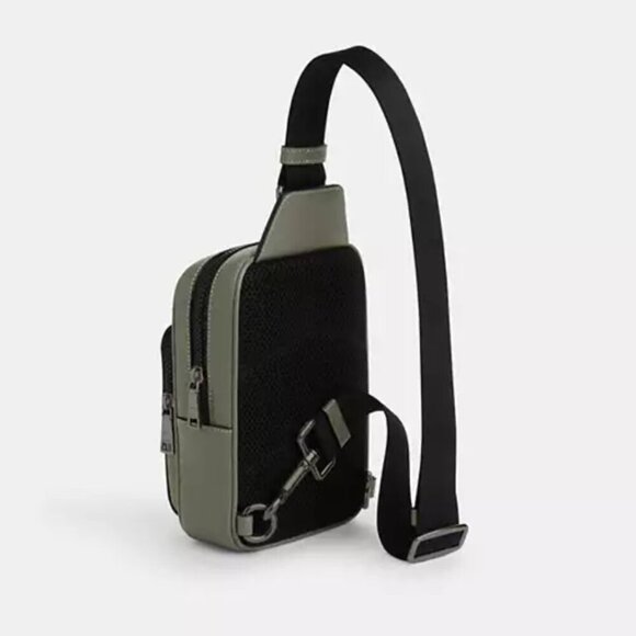 Coach Racer Sling Pack Army Green Leather Small Crossbody Shoulder Bag CU252 ORG - Picture 9 of 12